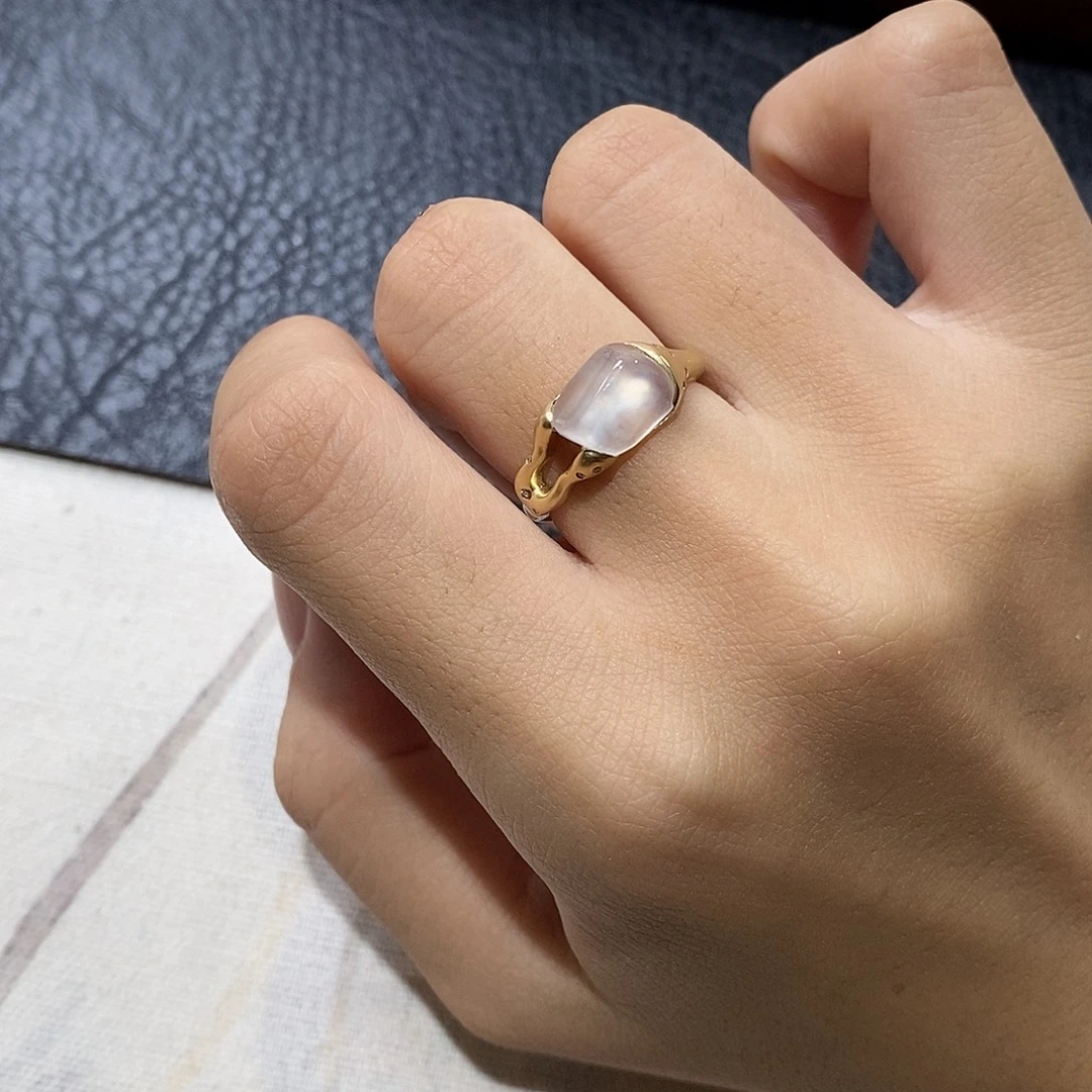 翡翠戒指18K金镶嵌冰糖随行戒指 48小时鉴赏