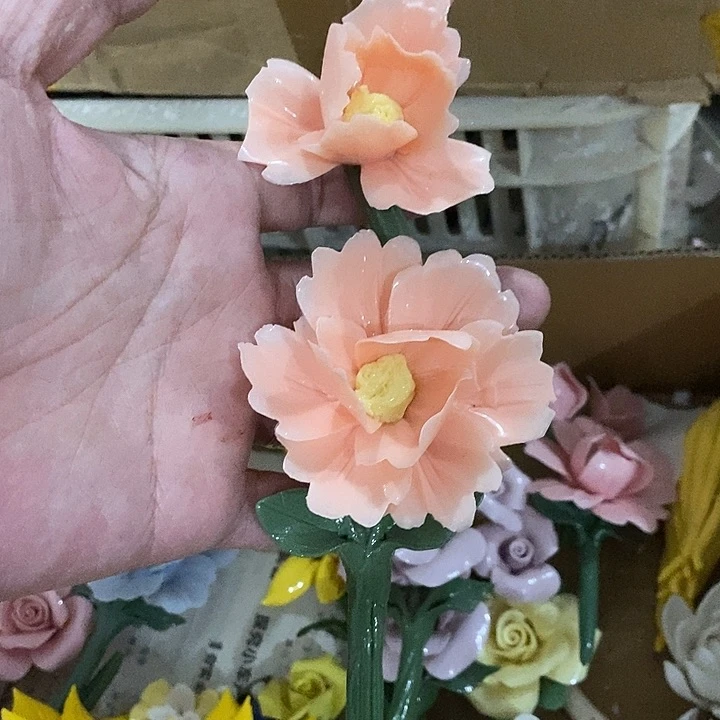 瓷片纯手工陶瓷花摆件瑕