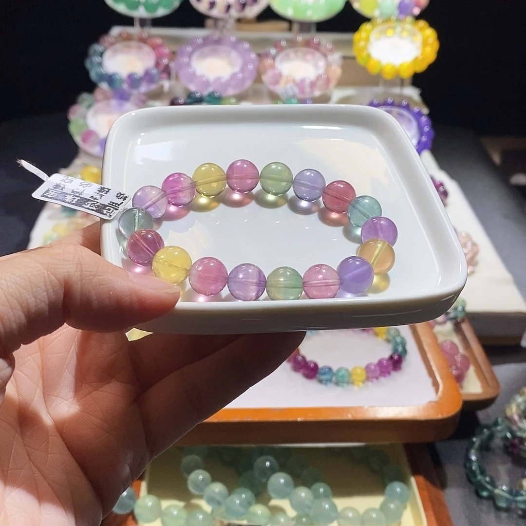 萤石手链未镶嵌糖果色萤石10加