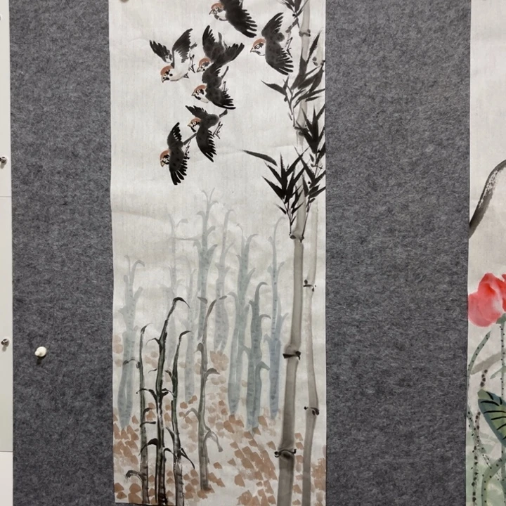 带灯款大鱼书画艺术作品