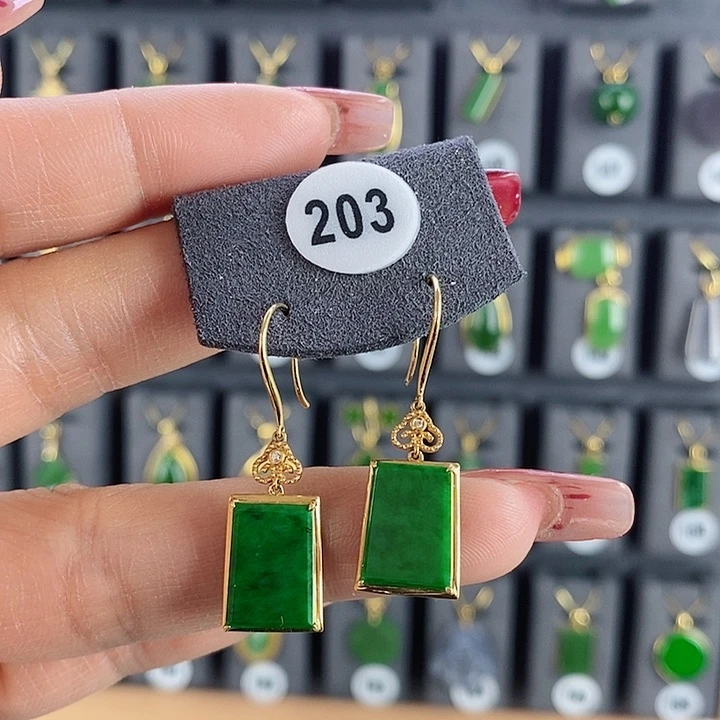 翡翠耳饰18K金镶嵌耳饰