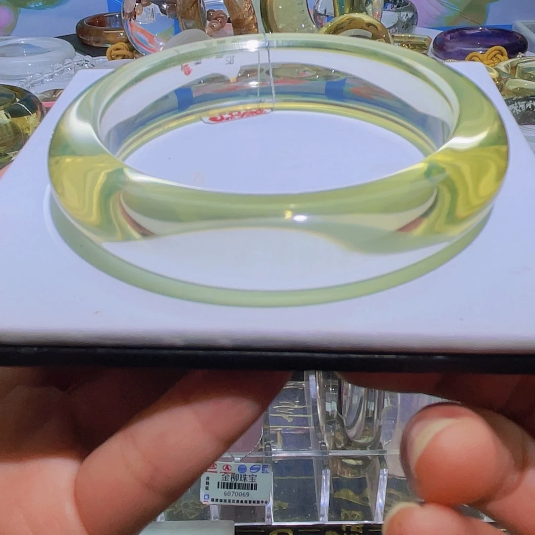 手镯水晶未镶嵌天然黄水晶冰透券净体57圈