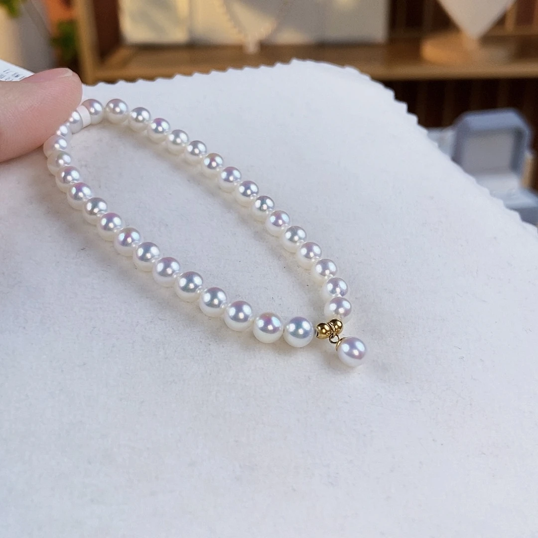 淡水珍珠手绳18K金镶嵌