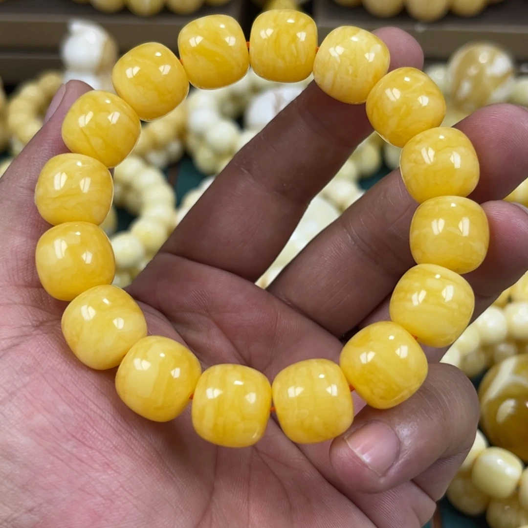 手串琥珀未镶嵌同料焦皮橘虎蜡14mm