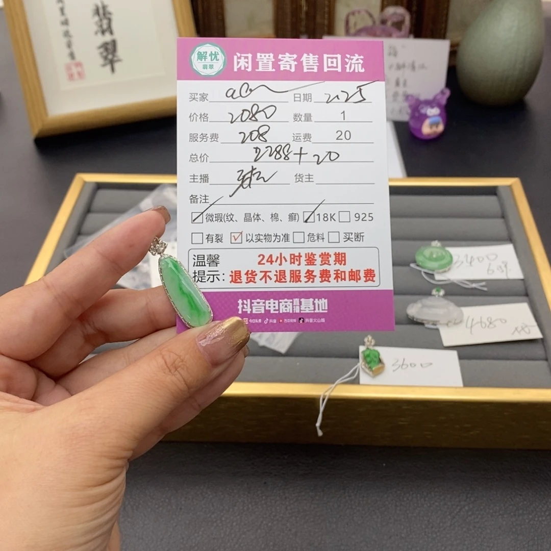 翡翠颈饰18K金镶嵌a*a翡翠
