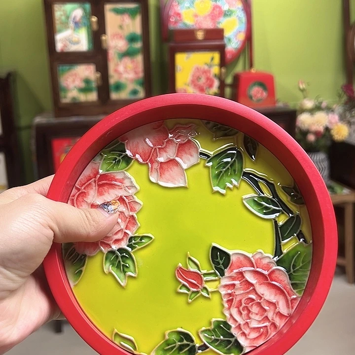 本***心琉璃手工艺品好看的红色的