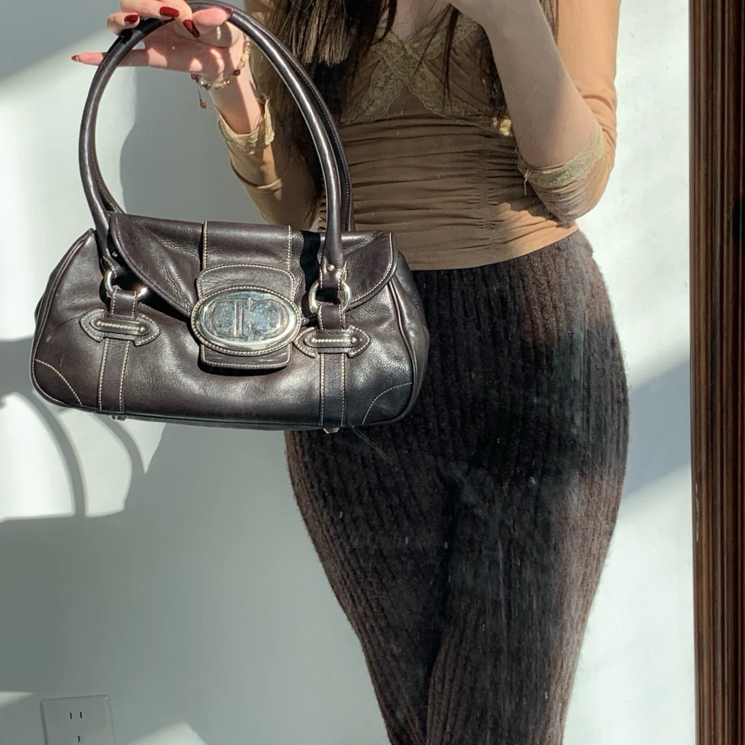 95新 DIOR/迪奥 dior黑银银牌机车腋下包