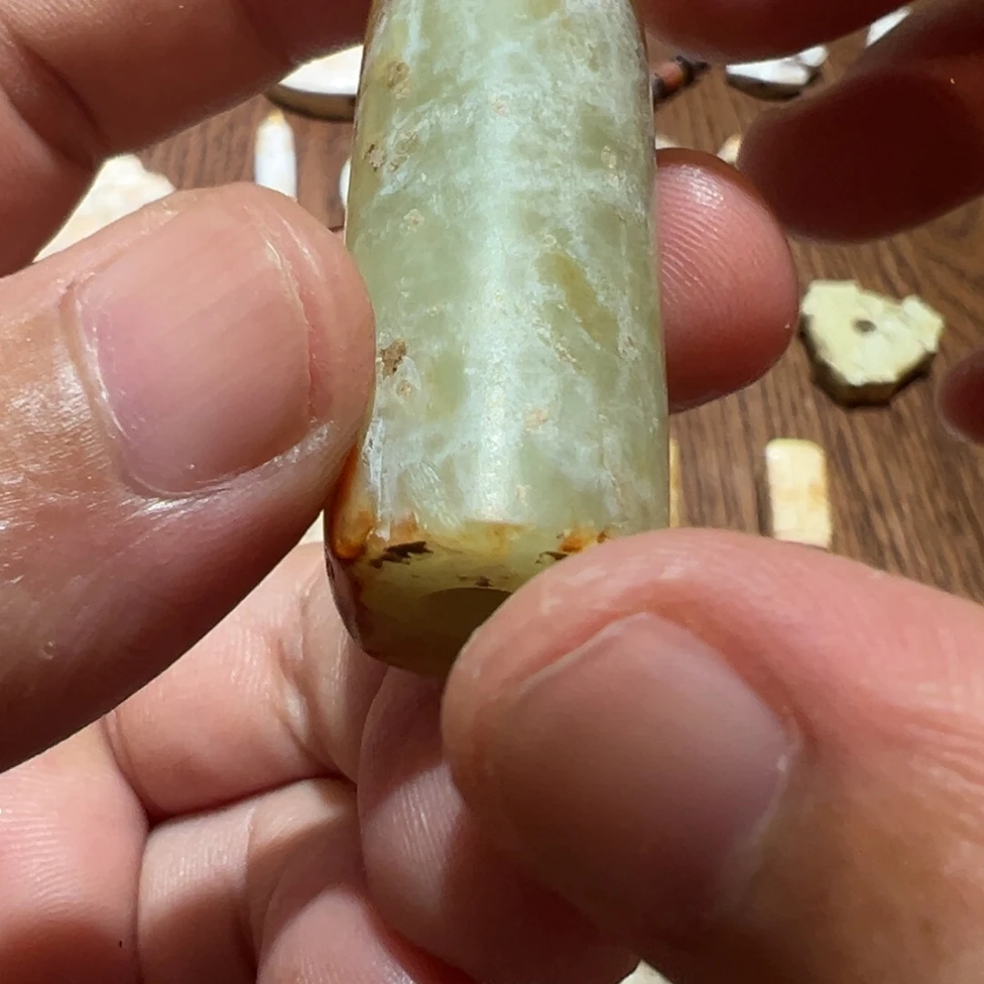 大理石磁石小*透闪石淡青梅岭勒子