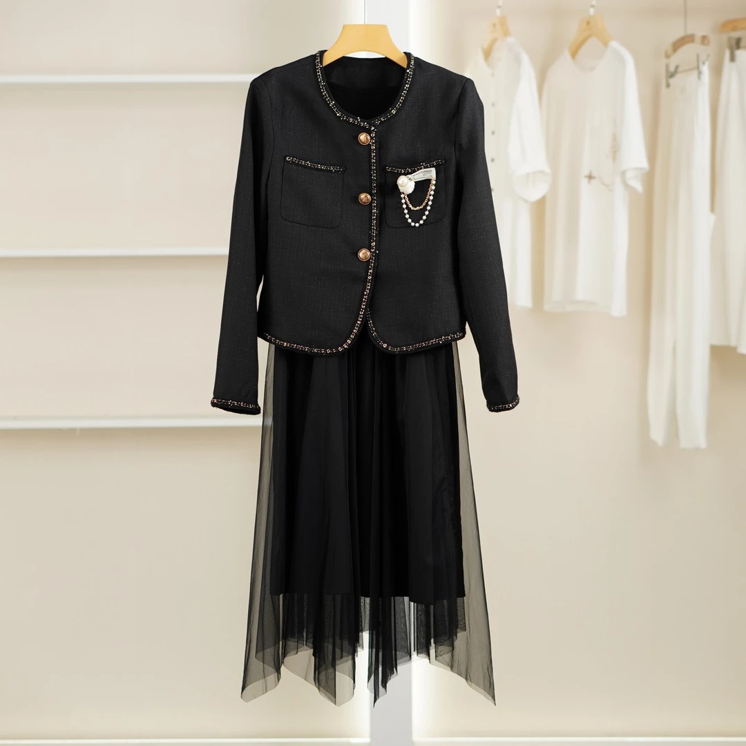 一路童行  30513163 小香外套背心裙套装春季女装品牌专柜正品