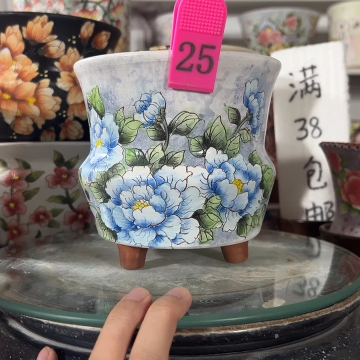 景德镇手绘花盆满38包邮偏远地区除外