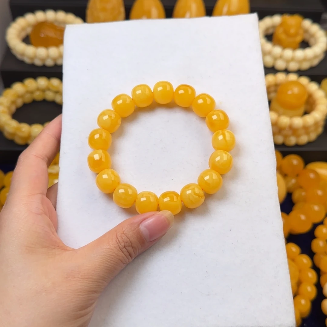 蜜蜡未镶嵌颈饰橘色同料13