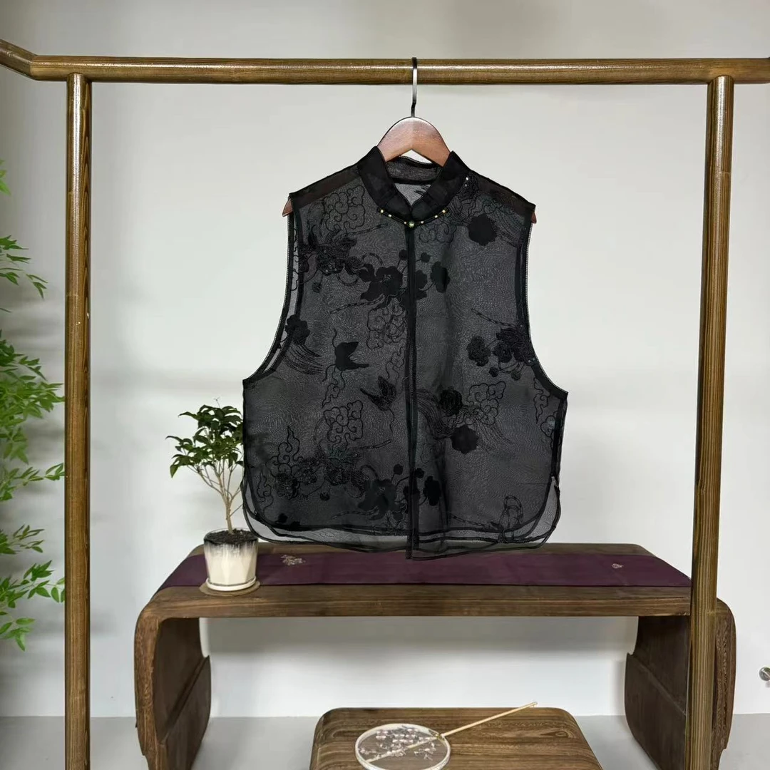 暗笙！桑蚕丝重工刺绣新中式马甲！ GZ3952