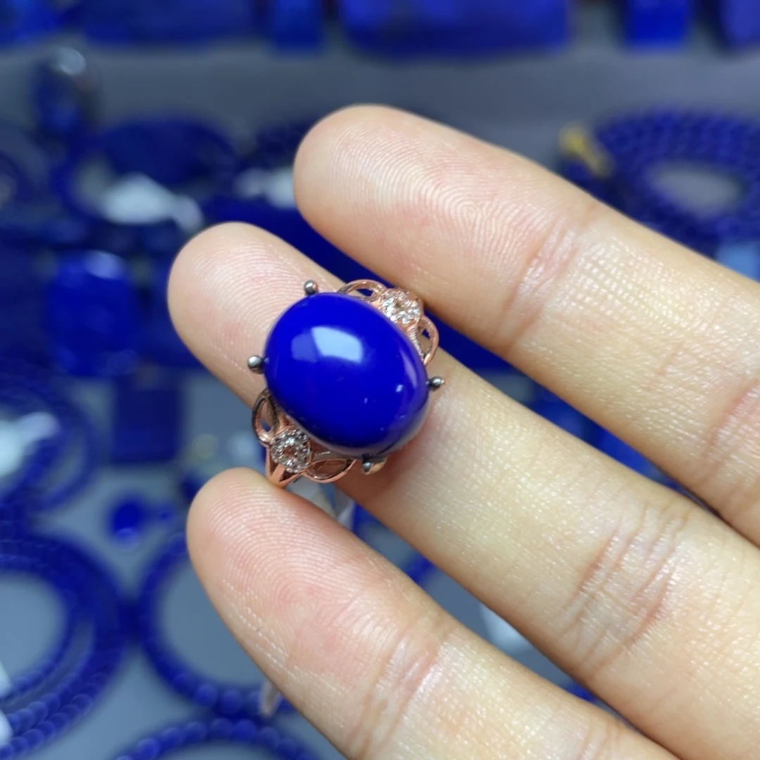 青金石银S925镶嵌戒指（可调节）