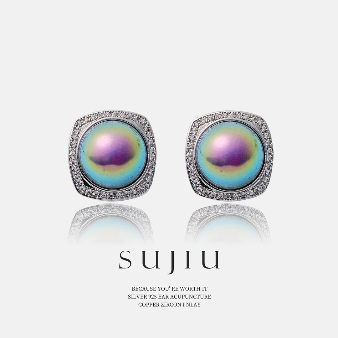 铜合金耳饰 SUJIU 925银针【水墨丹青】复古小众耳钉耳环耳坠7549