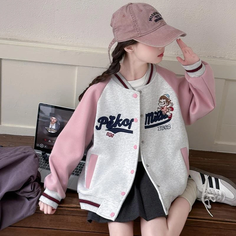 女童棒球服春秋装2025新款女孩大童秋季休闲上衣儿童百搭运动外套