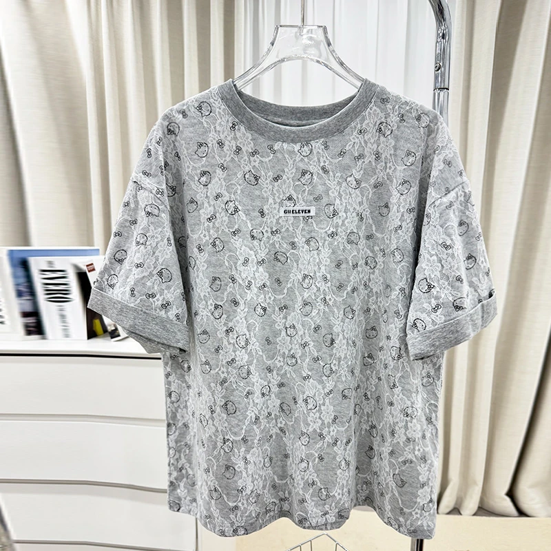 《童装品牌断码清仓直播》蕾丝拼接圆领T恤25359