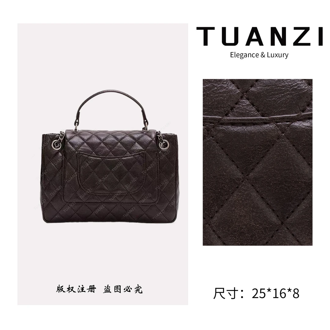 TUANZI『凯旋』赛家秋冬新款手提腋下女包 ZT-95031-游牧复古咖