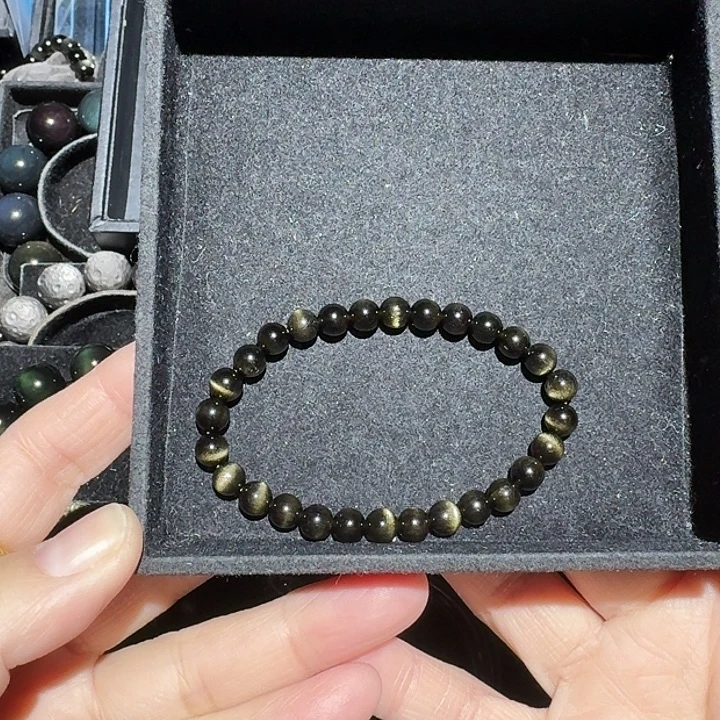 小***事黑曜岩未镶嵌手链