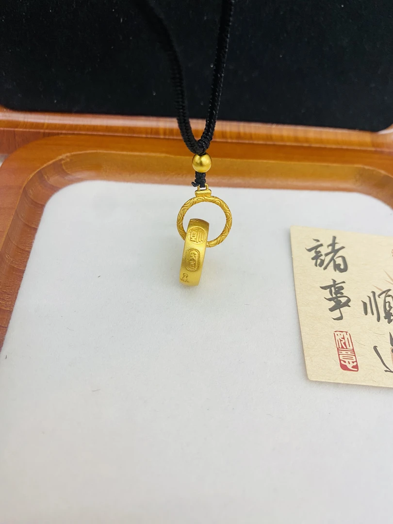 合金吊坠 中式古法项链平安轮环环相扣时尚百搭精致项链