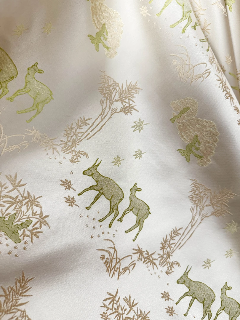 【林间鹿影】织锦缎面料新中式中国风风格布料【林间鹿影】