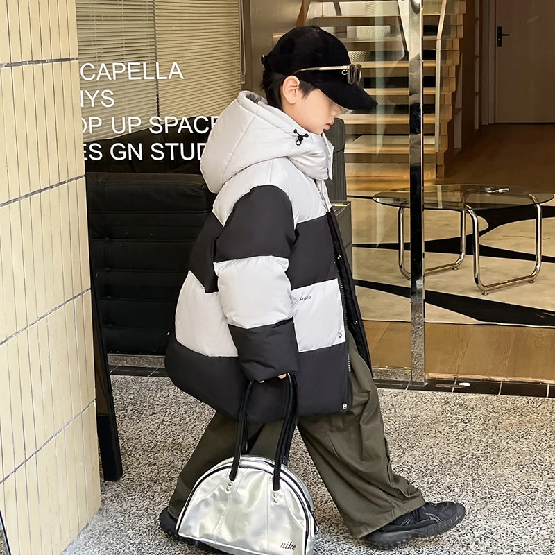 2024新款儿童羽绒服男女童中长款实体清货保暖韩版连帽加厚外套