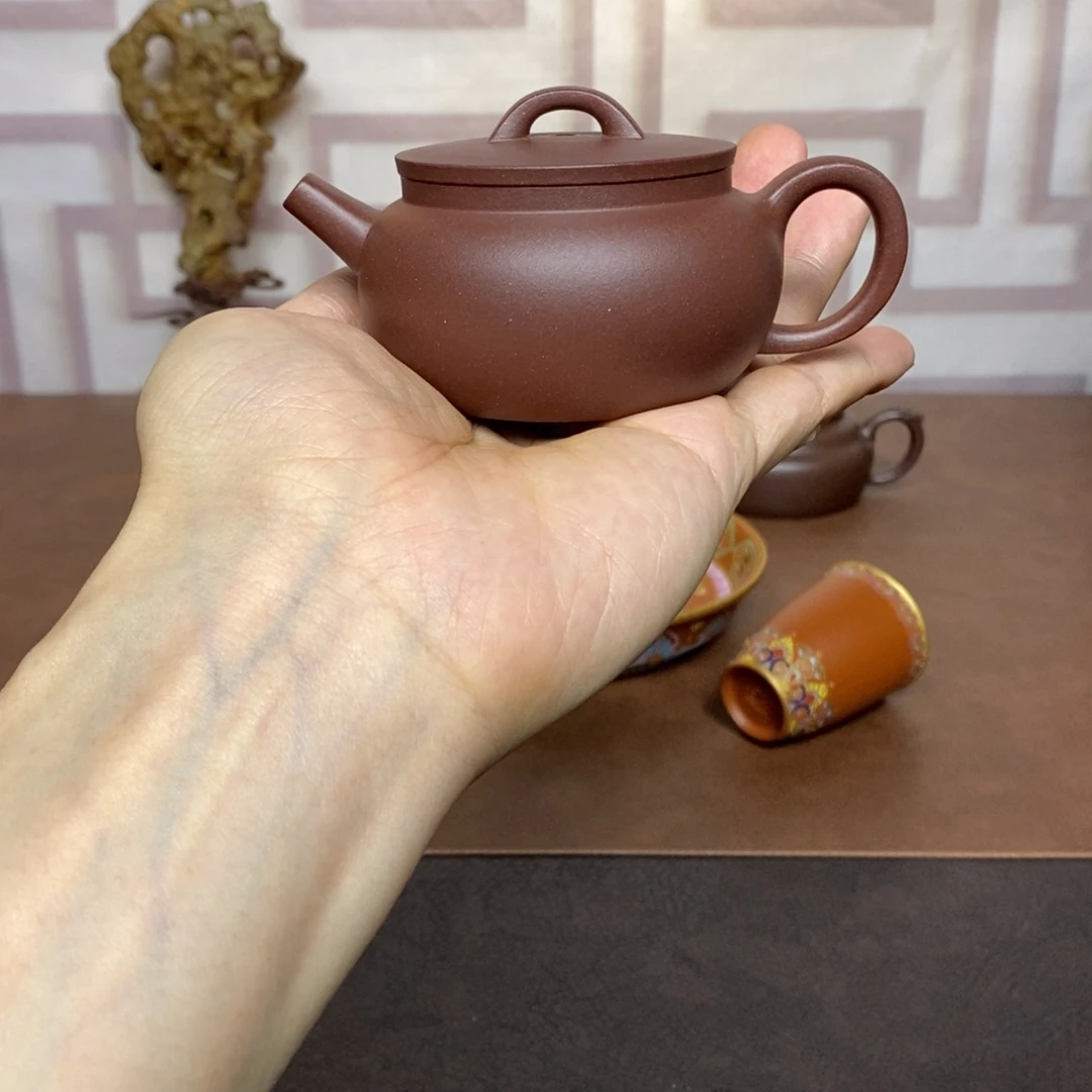 茶壶紫砂紫砂茶具紫泥平盖