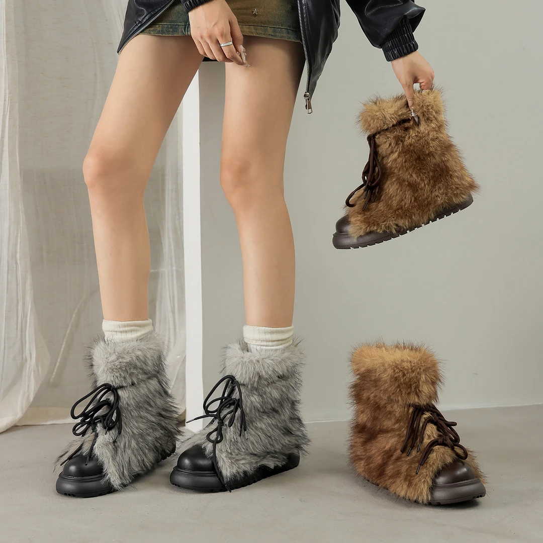 【3.5cm】保暖休闲风中筒冬季时尚雪地靴雪地靴加厚秋冬季1518