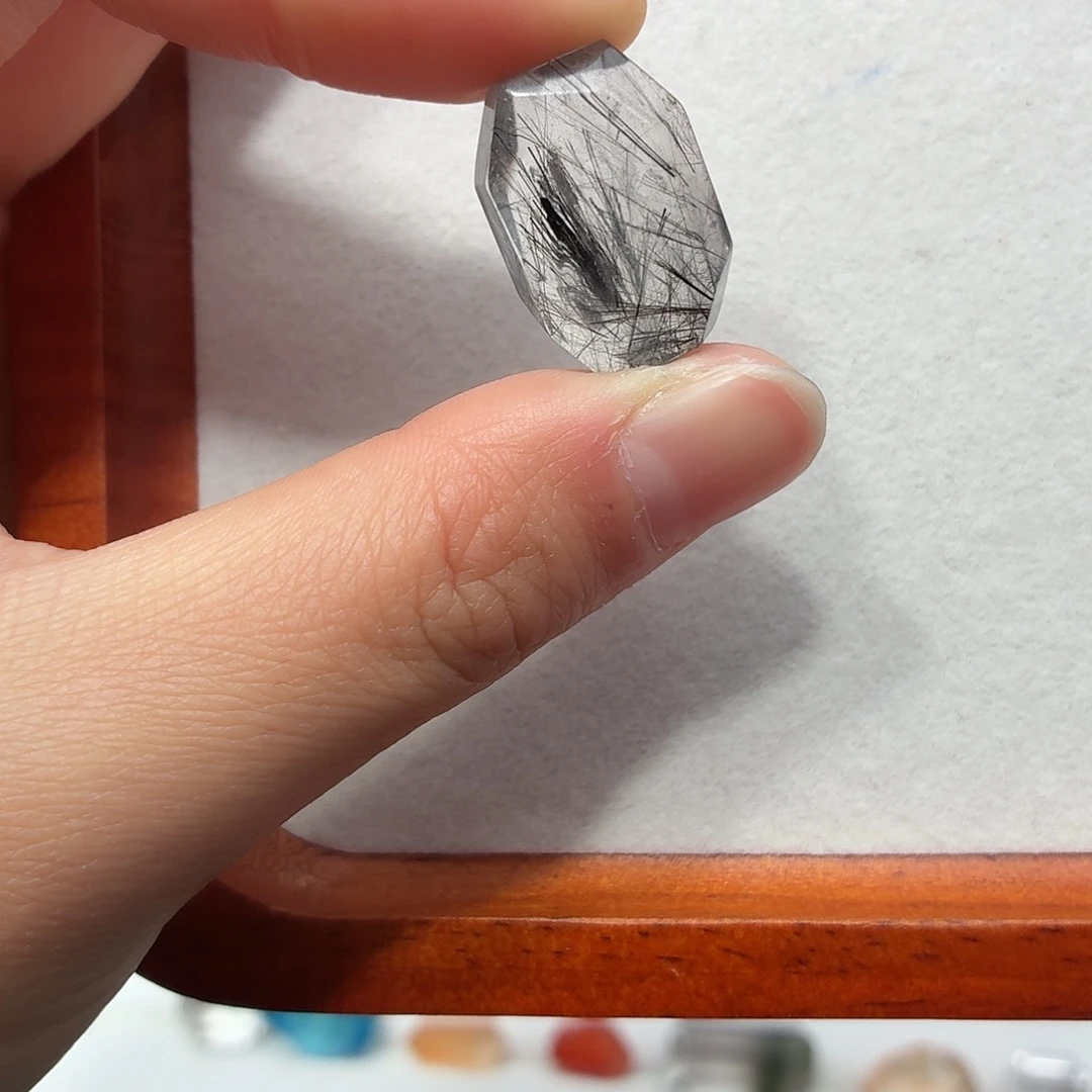 银S925镶嵌珠宝半成品水晶黑发随型