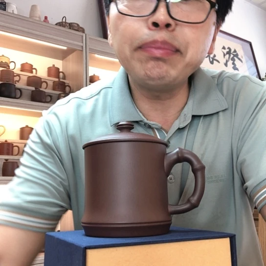 茶杯紫泥双拼竹节杯容量500