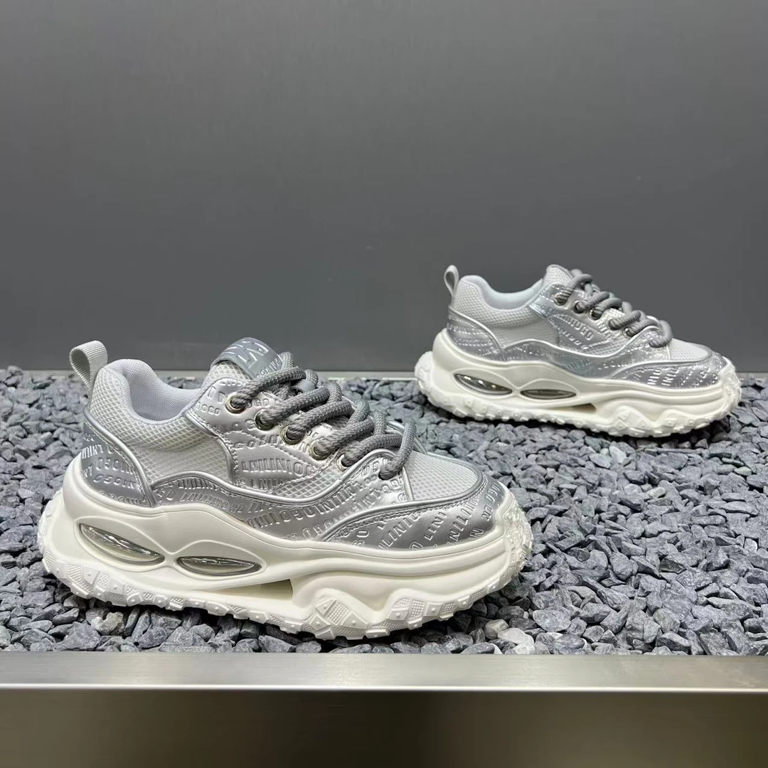 2025夏季新款低帮轻便双气垫软底舒适百搭轻奢系带拼色气休闲男鞋