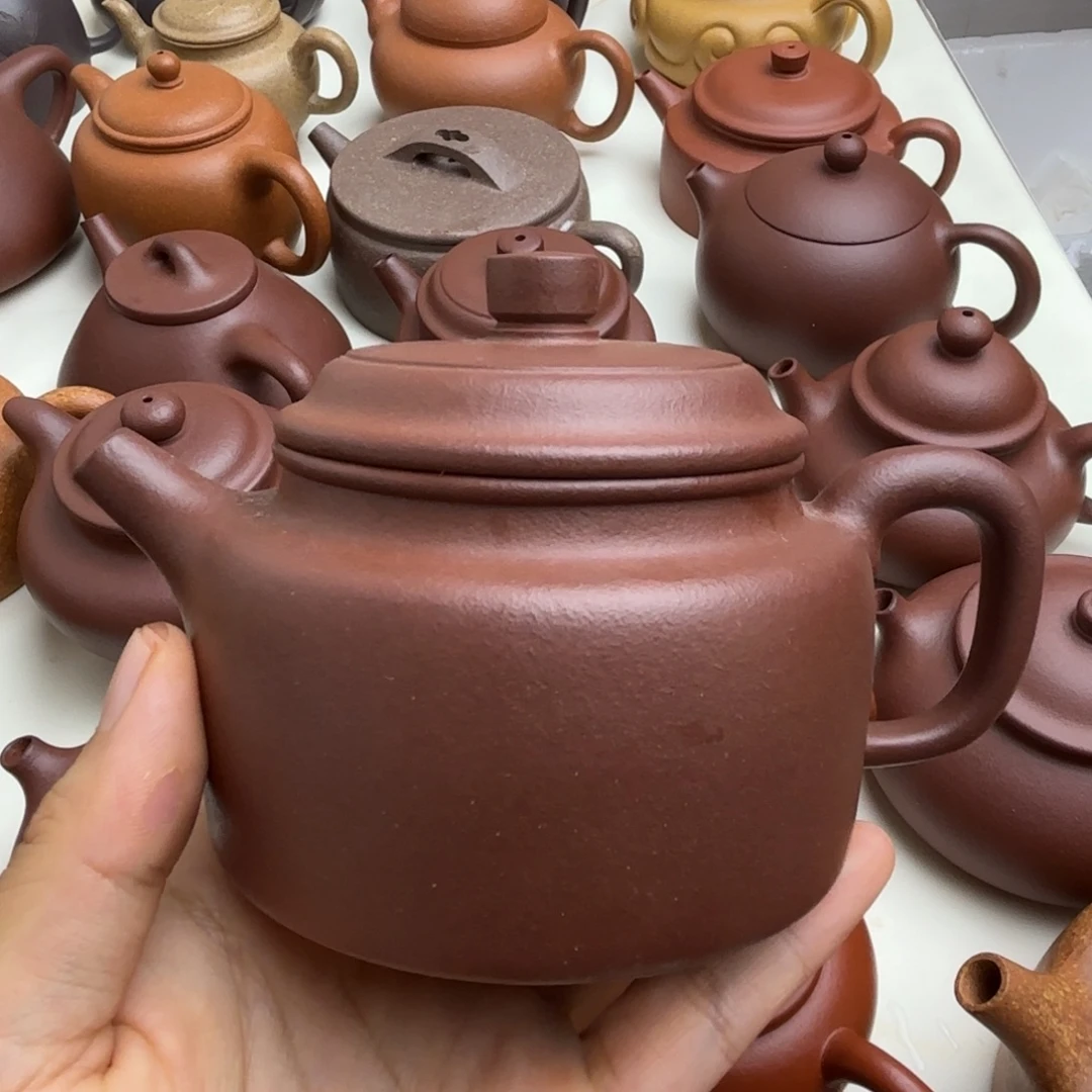清***爷茶壶紫砂紫泥德钟220cc瑕疵