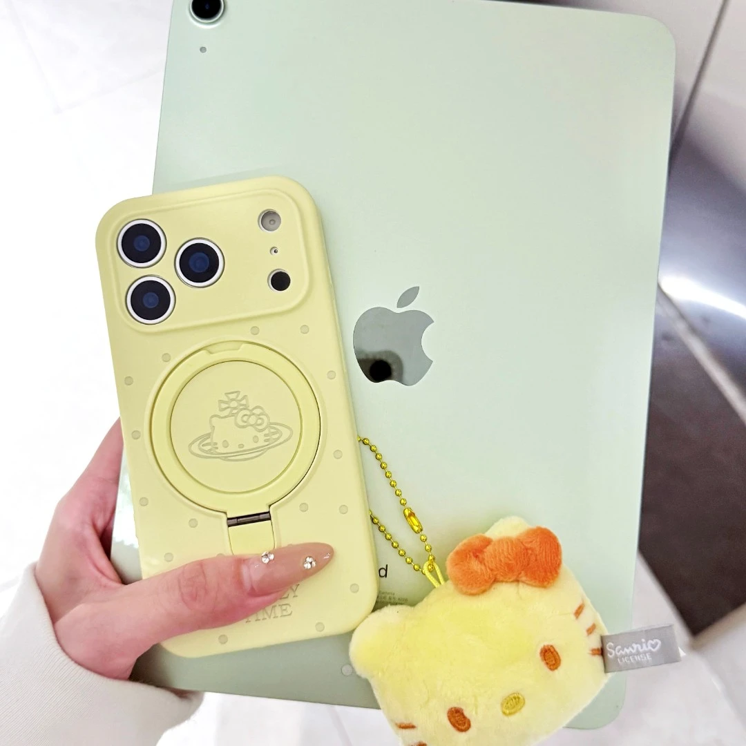 【土星波点新款】Kitty液态硅胶磁吸支架苹果型号手机壳全包防摔