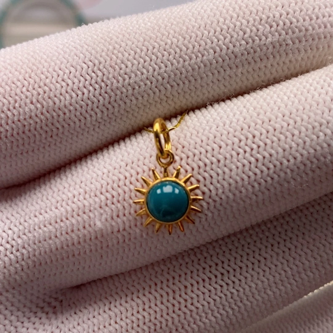 绿松石18K金镶嵌侧挂836