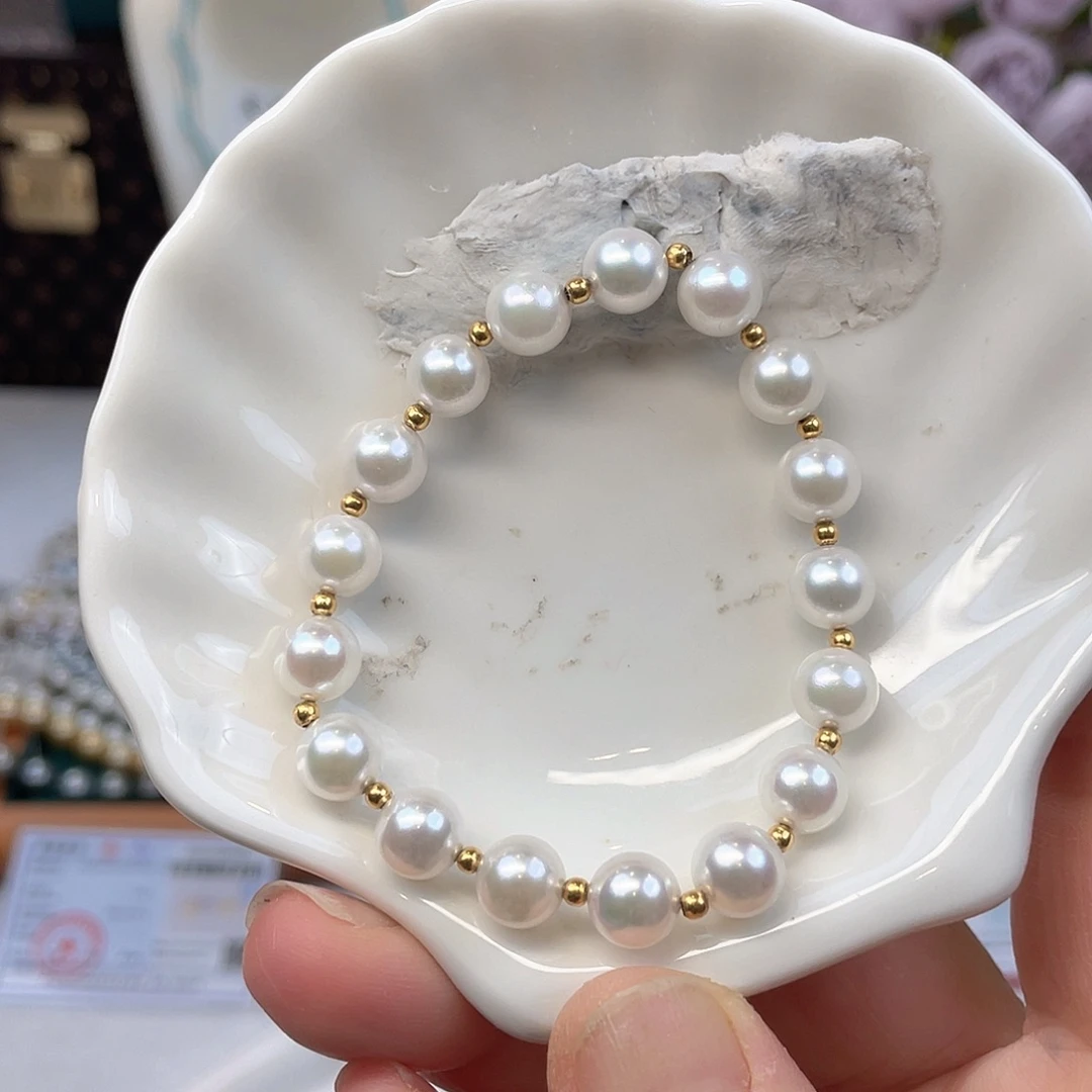 海水珍珠18K金镶嵌手绳