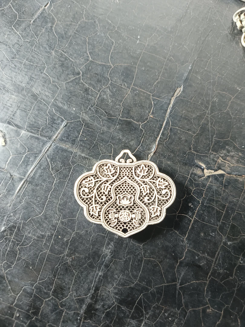 吊坠足银铅玻璃 吊坠饰品复古银色之云头银牌锁