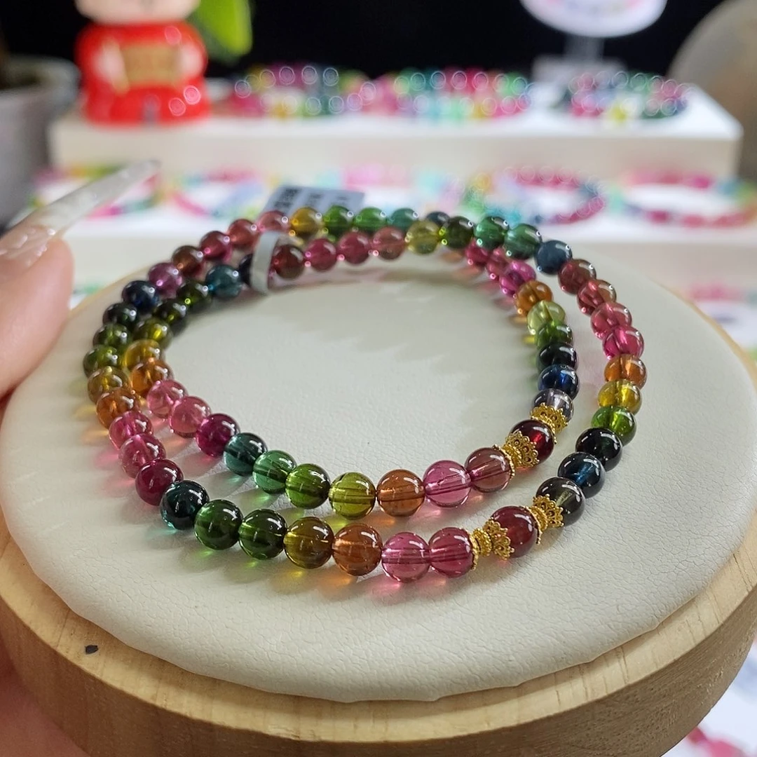 未镶嵌手链碧玺浓艳双圈