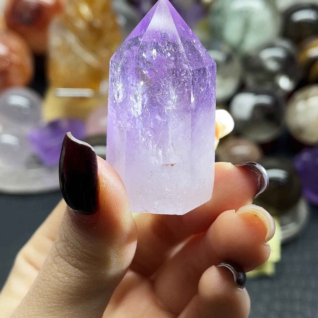 珠宝半成品水晶未镶嵌3紫晶柱