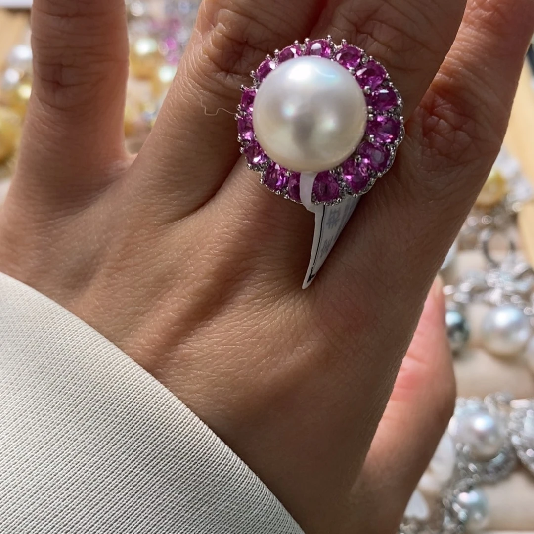 海水珍珠戒指银S925镶嵌