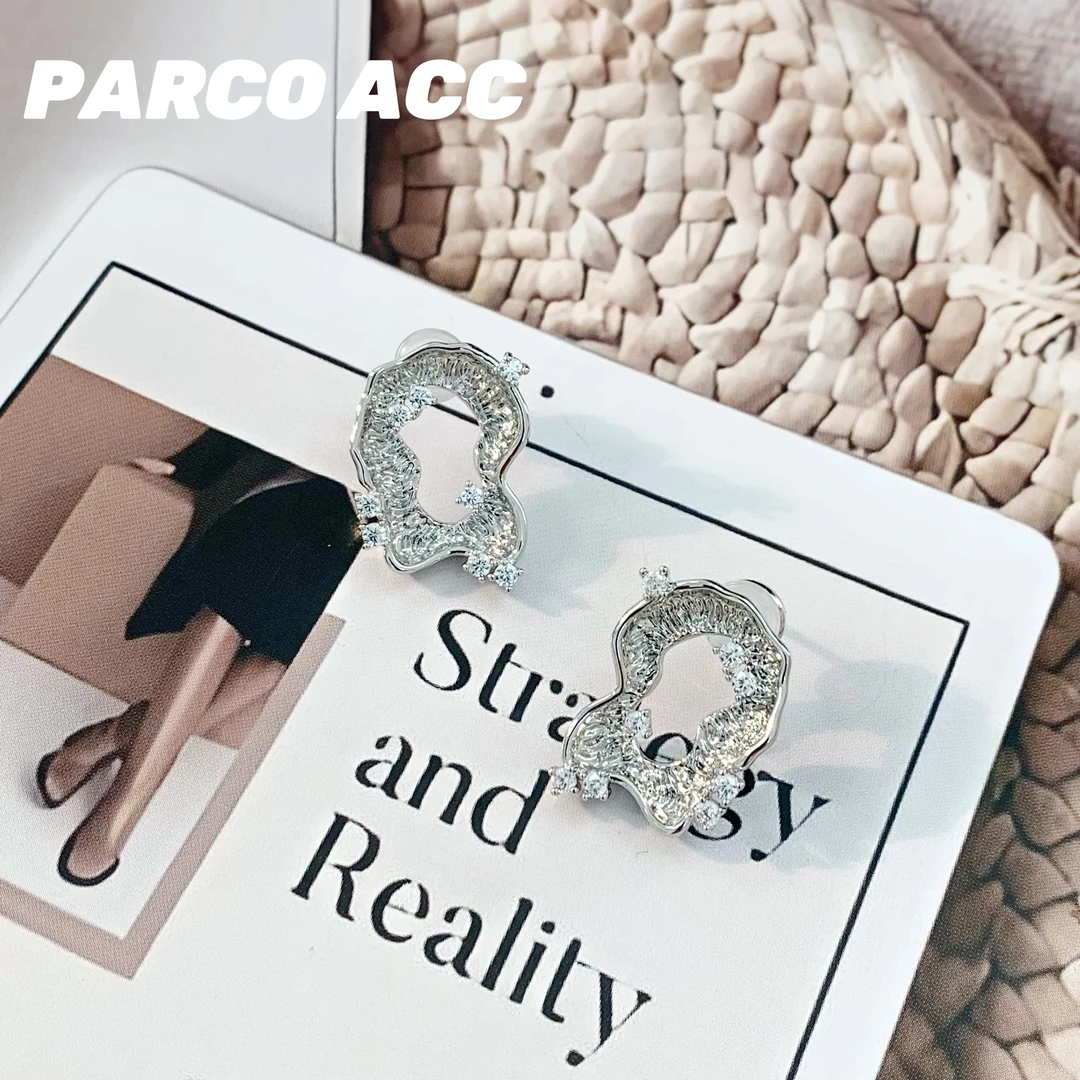 铜合金合成锆石耳饰 Y817 镂空魔镜耳钉