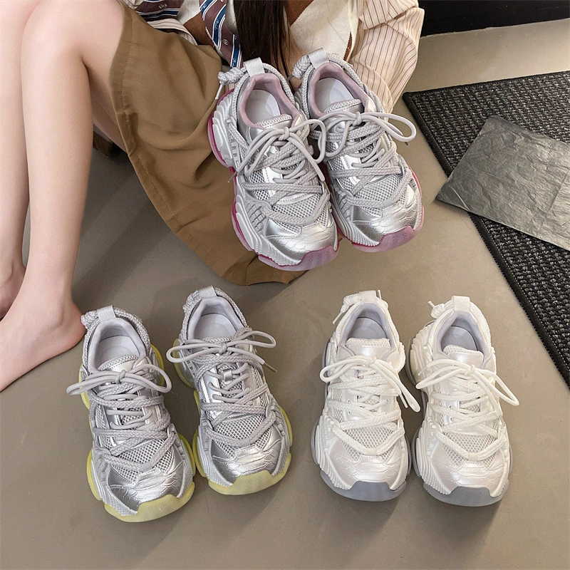 【女鞋】老爹鞋-时尚厚底网鞋新款透气网面老爹鞋百搭厚底休闲鞋