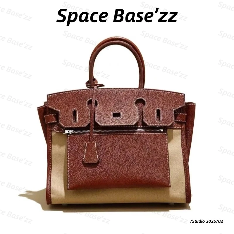 【Space Base】SJJ-BK30翻转包#-棕色 时尚轻奢百搭复古真皮肩包