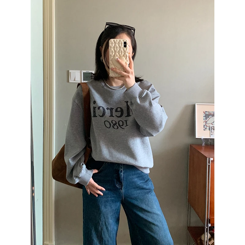 【现货款】花总吖【诺丁山秋日】初秋新款韩版休闲圆领卫衣R425D12679