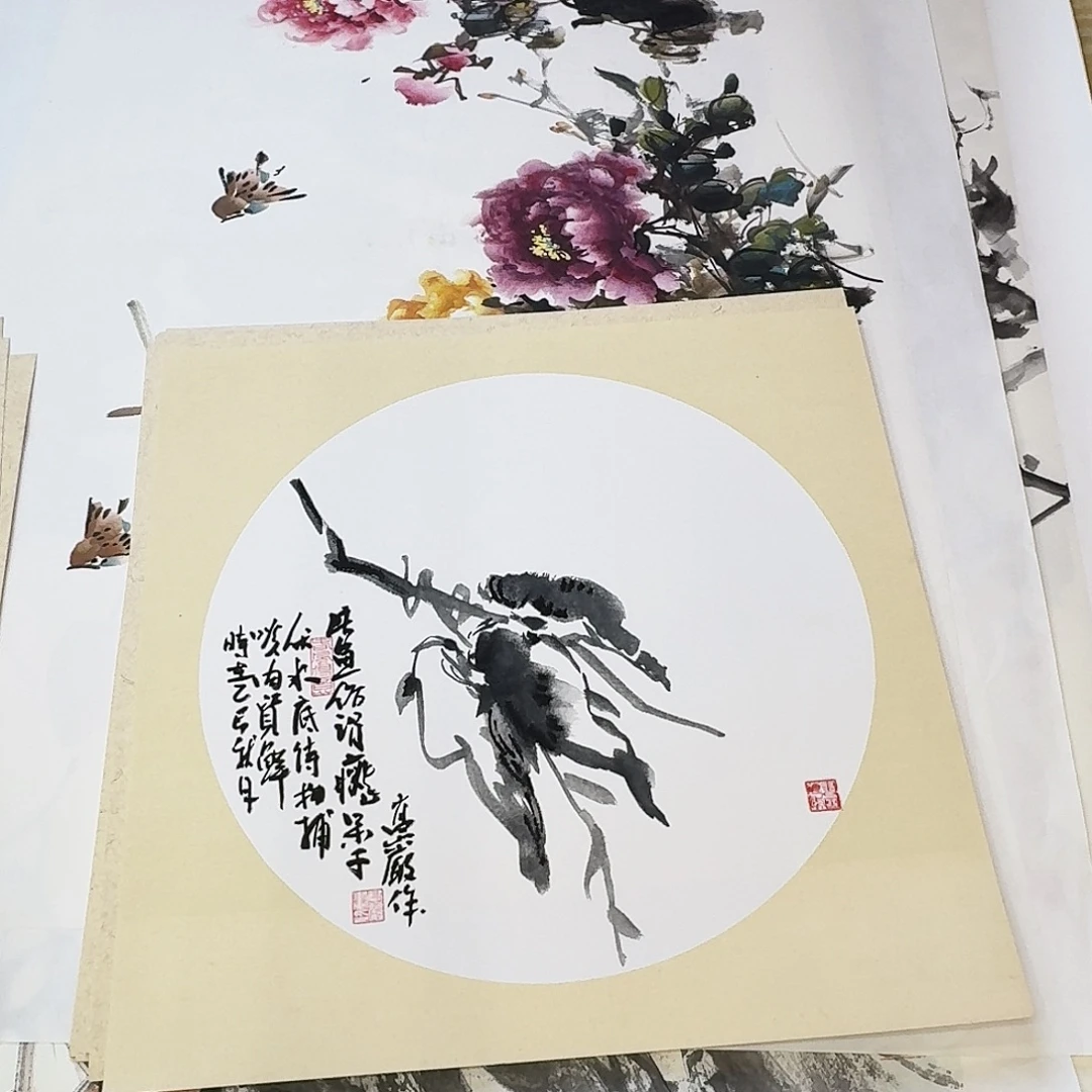 国画50.50卡纸画手绘作品