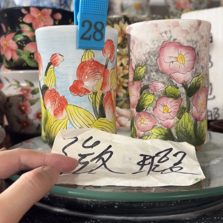 景德镇手绘花盆满38包邮偏远地区除外