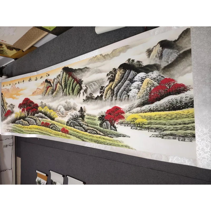 3.3米《张云-江山多娇》-横幅-客厅-山水挂画