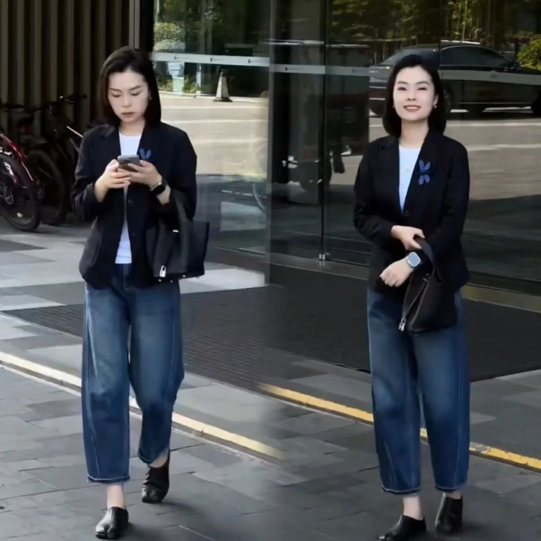 西服外套牛仔裤子2025秋季时尚气质女人味百搭减龄两件套二件套装