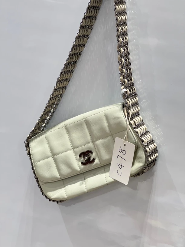 95新 Chanel/香奈儿 夏七中古/Chanel 多链条冰格单肩包c478