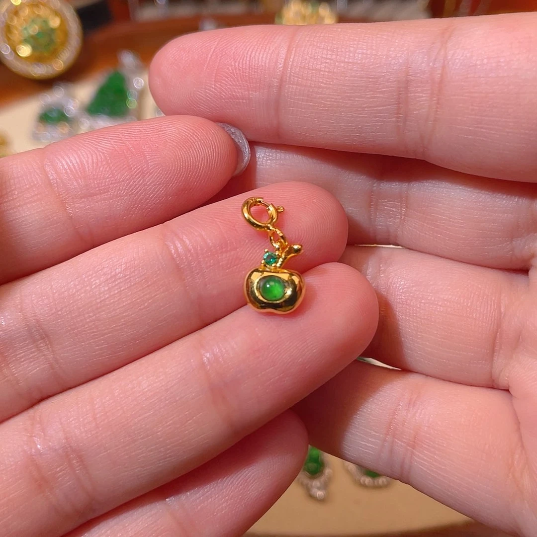 吊坠(不含链)银S925镶嵌翡翠