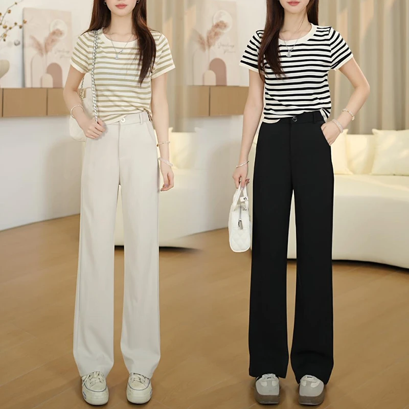 小个子2025早夏欧若风时尚款高腰直筒休闲显瘦显高百搭裤