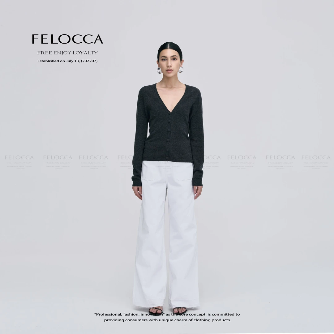 【FELOCCA】V领排扣开衫显瘦长袖毛针织衫25AMZ304